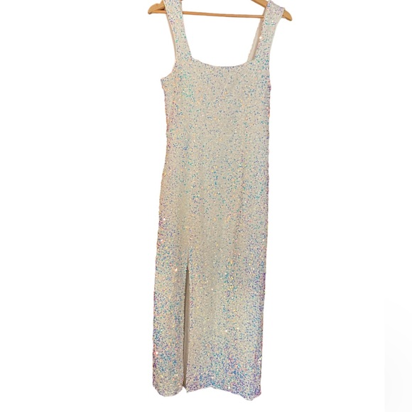 Show Me Your Mumu Eden Midi Dress in White Sparkle Sequin XL - Picture 3 of 4